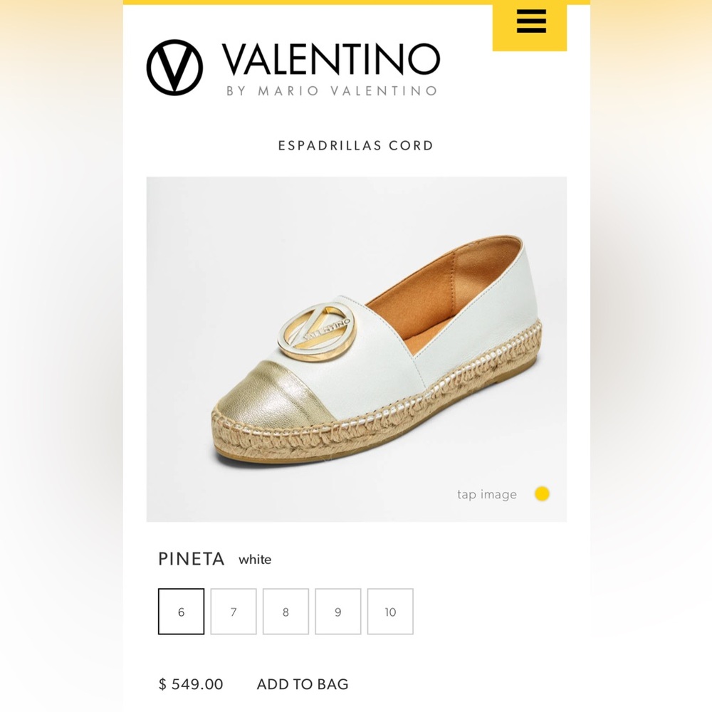 Valentino By Mario Valentino White and Gold Espadrilles